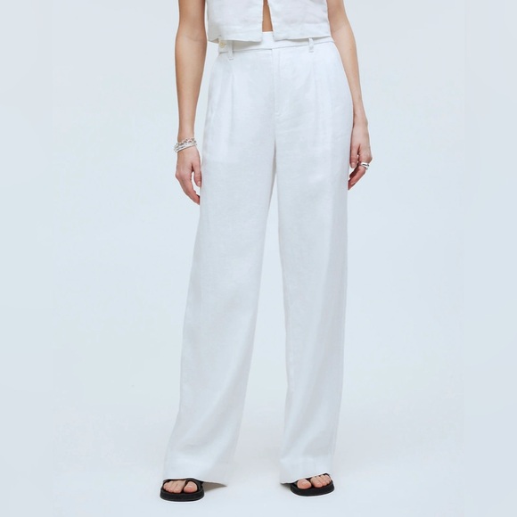Madewell white Harlow wide-leg pant in 100% linen Size 12 - Picture 1 of 4
